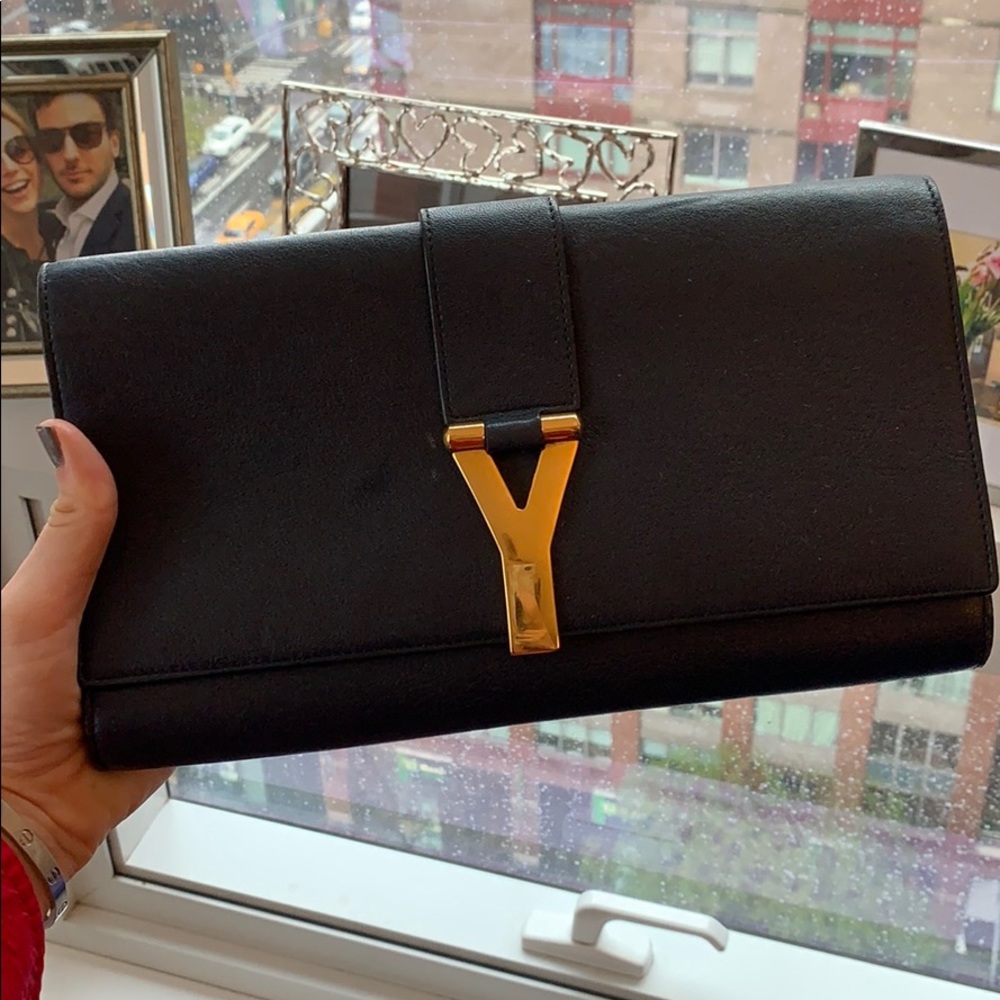 Saint Laurent Calfskin Classic Y aligned Clutch